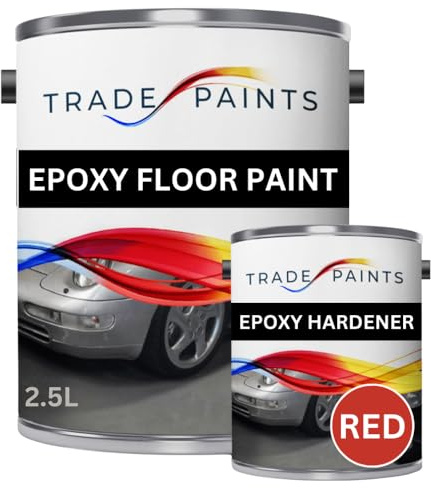 paints4trade 2 Pack Epoxy Garage Concrete Floor Paint - Post Office Red - 2.5L – Heavy Duty, Durable, Chemical & Oil Resistant, Long-Lasting Industrial Strength