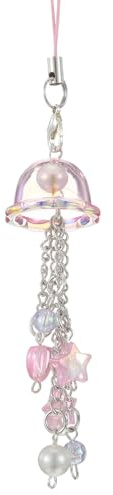 TIESOME Jellyfish Phone Charm, Kawaii Aesthetic Beaded Strap Accessory Cute Charm Straps with Star Heart Cell Phone Pendants for Bag Keychain Camera Decor (Pink)