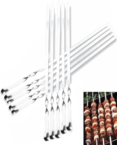 10 Stück 60cm Grillspieße lang Grillspieße aus Edelstahl 60cm Schaschlikspieße Lange Spieße