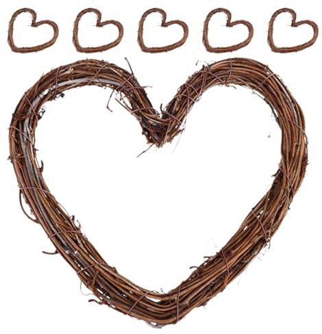 Cabilock 6pcs Natural Grapevine Wreath: 15cm Heart-shaped Rattan Garland Frame - Rustic DIY Wreath Crafts Base For Floral Garland Making
