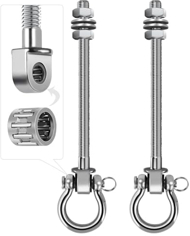 FoiiLiio 2 Piezas Pernos Soporte Anclaje de Techo 23.5cm Ganchos para Columpio M10, con Rodamiento Acero Inoxidable Soporte Saco Boxeo Pared para Vigas de Madera, Hamacas, Yoga, 675 kg