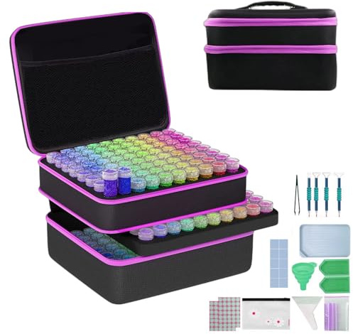 NEWFUN Diamond Painting Kit, Scatola di Immagazzinamento della Pittura a Diamante, 240 Pezzi Scatole di Accessori per la Pittura a Diamante con Imbuto di Custodia