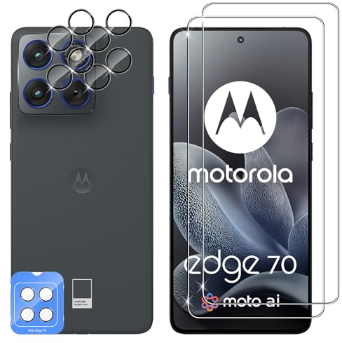 Lutree for Motorola Moto Edge 70 Screen Protector, 2+2 Pack Tempered Glass + Camera Lens Protector, 9H Hardness HD Bubble-Free Film, Anti-Scratch Premium Protective Glass