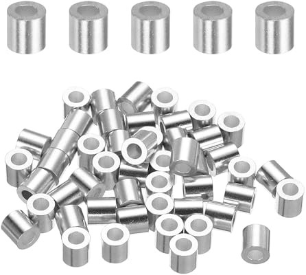 QUARKZMAN aluminium vajer plugghylsa 3 mm pressögla hylsa 50 stycken | Rund kabeländhylsa för vajer kabellinje förpackning med 50