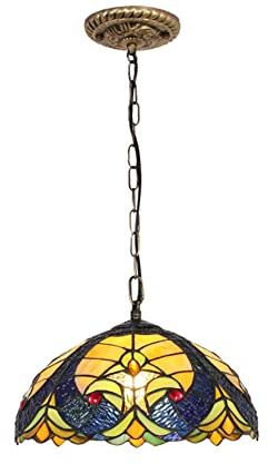 YRYRYW Luci a Ciondolo in Vetro Color Barocco Stile Antico lampade sospese Europee lampadario Vintage Cucina per Cucina Sala da Pranzo a soffitto, E27, 12 Pollici, b Household faucets