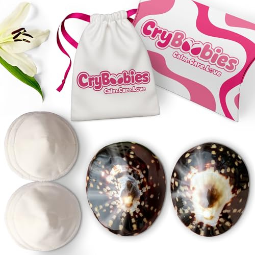 Coquillages d'allaitement + 4 Coussinets d'allaitement + Collier d'allaitement + Bracelet Quartz Rose - Cadeau fête des mères - Soulage les Crevasses et Favorise la Cicatrisation du Mamelon (Medium)