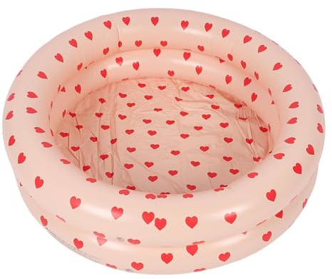 Oreilet Uppblåsbar Barnbassäng, Blow Up 2 Rings Rund Baby Uppblåsbar Ball Pit Pool, Paddling Center för Bakgård Sommar Vattenlek, Inomhus Utomhus Kul, 34,25 X 10,24 (Rött hjärta)