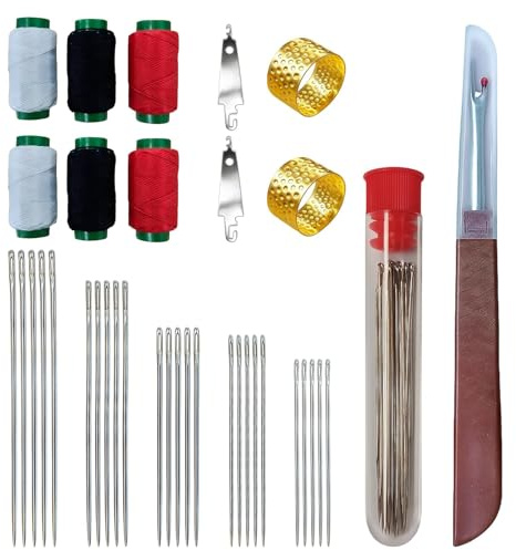 37PCS Sewing Tool Set, Stainless Steel Sewing Needles Set, Needles Thread Hand Repair Tools with Needle Threaders and Thimbles for Hand Sewing Repairs Embroidery Travel Home Daily Use