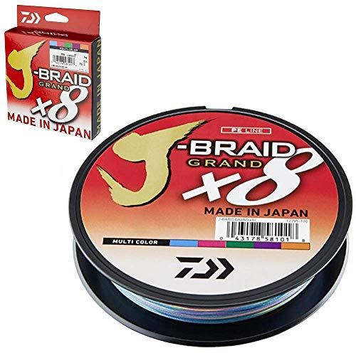 New Daiwa J-Braid Grand X8 15lb / 0.10mm dia / Multi Colour / 150m - JBG0.10-150MC