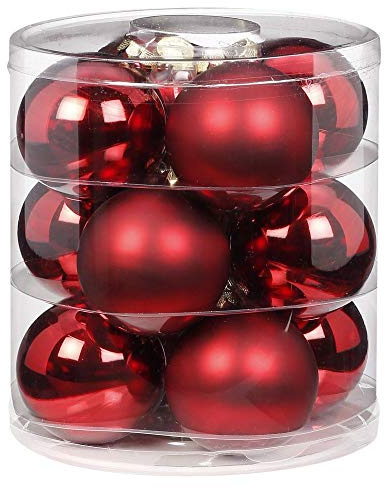 Magic Weihnachtskugeln Glas 8cm 12 STK. Christbaumkugeln (Chianti (Dunkelrot Weinrot Bordeaux))