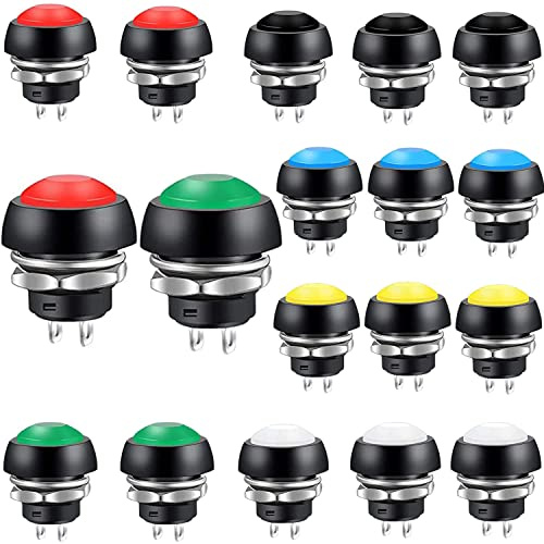 VISSQH 18pz pulsanti,12mm pulsantino elettrico,SPST ON/OFF 3A/250VAC pulsante momentaneo,per Auto pulsante tromba, PC, Lampada da Tavolo, Campanello di Casa Rotondo Bottone