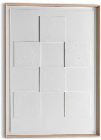 REINDERS Relief Wandbild, Quadratisch, Wohnzimmer, Poster, Wanddeko, Room Decor, MDF,Pflaster, Weiß, 70 x 50