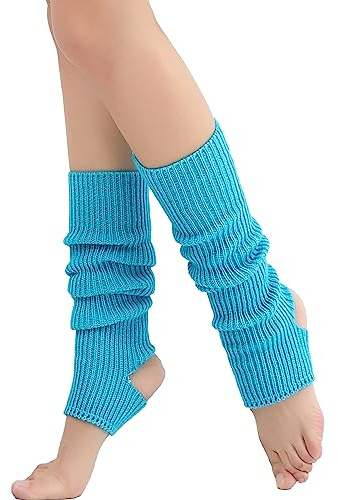 Nanxson Damen Stulpen Gothic Punk Gerippte Gestrickte Beinlinge Harajuku Beinwärmer für Party Sport Freizeitsocken (Hell Blau)