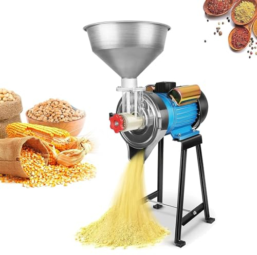 Gguwug Electric Grain Grinder Grain Crusher Malt Grain Mill House Brew Mill Barley Crusher Flour Mill Spice herb Grinder high Speed Electric Grinder+Funnel Large Capacity
