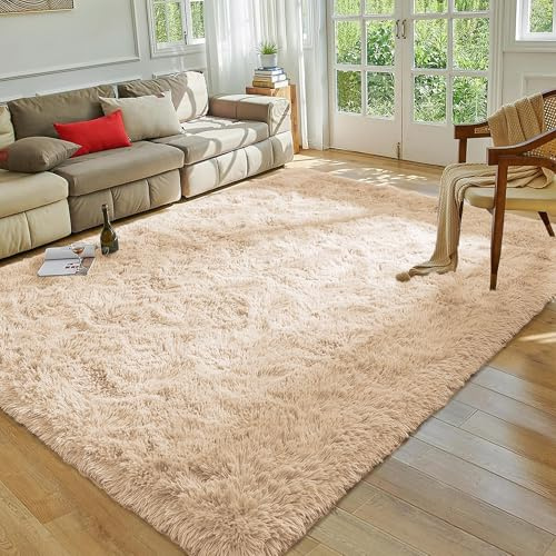 MOONLIGHT20015 Rugs Living Room Large 200x290 CM – Fluffy Beige Area Rugs for Bedroom, Hallway, Lounge – Modern Super Soft Thick Pile Non Slip Non-Shedding Shaggy Rug