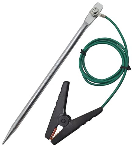 Portable Grounding Rod Solid Pin-type Design with UL Recognized Crocodile Clip Ground Wire,Great for Electric Fences,Antennas,Generator
