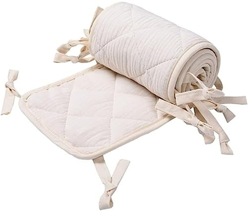 Baby Bettumrandung, Babybett Umrandungen, Kinderbetten Kantenschutz Baby Babybett, Atmungsaktive Polsterung, Kopfschutz Babybett Umrandungen, Rausfallschutz für Babybett Gitterstäbe,Rosaeige,190*30CM
