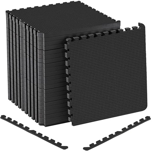 Gym flooring mats 10 Tiles 31x31cm Interlocking foam Mat (Pack of 1, Black)