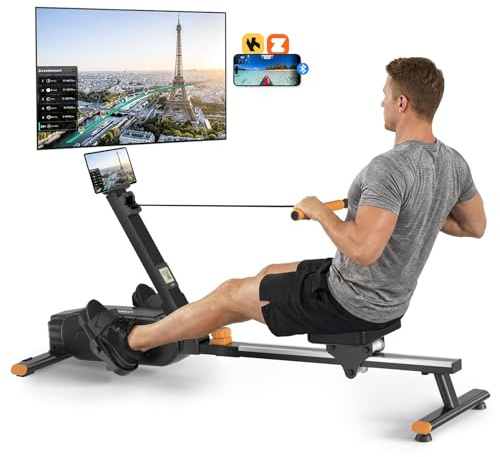2026update Magnetic Rowing Machines for Home,Rower Machine with 16 Levels,Powerful Silent Magnetic Resistance,350lbs Weight Capacity,LCD Monitor,Silent Rail System,Row Machine for Home Gym Exercise