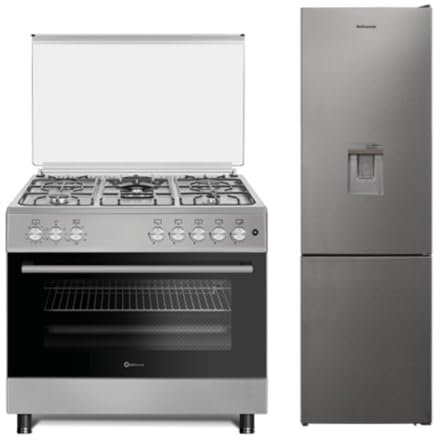 PACK SOLTHERMIC F9L50E5RI COCINA GAS CON HORNO ELECTRICO INOX/ANCHO 90 CMS / 5 FUEGOS/HORNO PANORAMICO 115 L. + FRIGO COMBI 1,85 INOX NO FROST CON DISPENSADOR