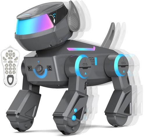 Juguete robot para perros para niños mayores de 3 años, juguete robot programable con control remoto, Bluetooth y ojos LED, juguetes interactivos, regalo de cumpleaños de Navidad para niñas y niños
