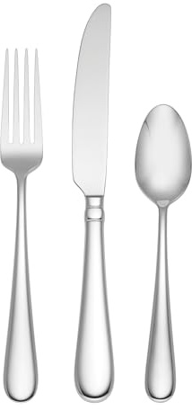 Lenox Silverware Set, Studio 1414 Mirror 36 Piece Flatware Set, Service For 12, 18/10 Stainless Steel, Dishwasher Safe, Flatware Cutlery Sets, Utensils, Knives Spoons and Forks (Silver, 36 Pieces)
