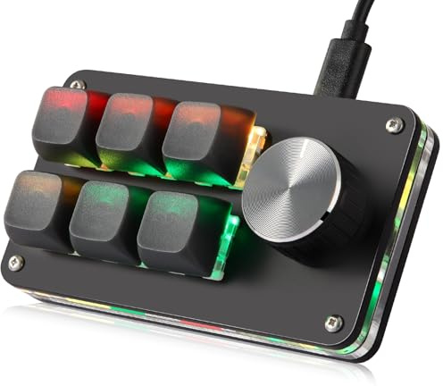 Koolertron Teclado Gaming,6 Teclas Programables Teclado Mecánico Macro de Una Mano,RGB Retroiluminación Mechanical Gaming Keyboard