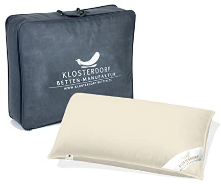 Klosterdorf Bettenmanufaktur Premium Kinderkissen Bio-Line! ''krümmel'' - 40x60 cm - 80 Gramm - Handarbeit aus Deutschland - 100% Bio - Für einen gesunden Schlaf