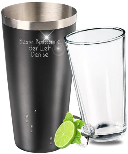 Shaker Boston personalizzato con vetro da 700 ml – Idea regalo per uomini e donne – cocktail shaker in acciaio inox con rivestimento antiscivolo – Bar accessori per Natale – regalo per papà,