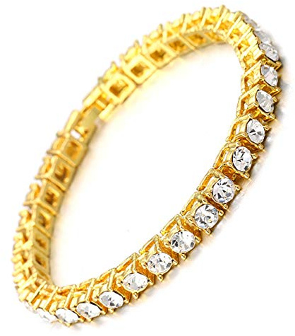 Halukakah Herren Goldkette Iced Out,5.5MM Herren Tenniskette 18 Karat Echt Vergoldetes Armband 20cm,Labordiamant Zinken-Set,Geschenk für Ihn