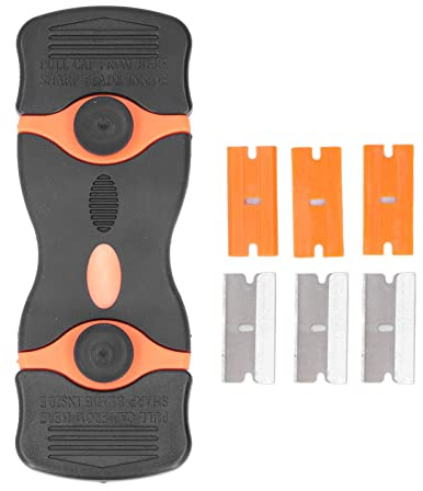 2 in 1 Scraper Tool, Razor Blade Scraper Tool Sticker Remover Cleaning Scraper for Removing Paint, Decals, Adhesive, Tar, Labels(Black+orange)