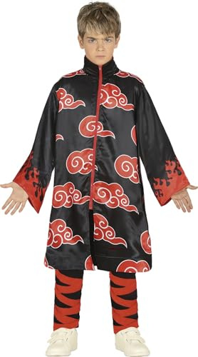 FIESTAS GUIRCA | Costume Cloud Ninja Enfant et Ado - Tunique pour Filles - Costumes de Ninja pour Halloween, Carnaval et Fêtes d'Arts Martiaux - Idéal pour Enfants et Adolescents - Noir et Rouge