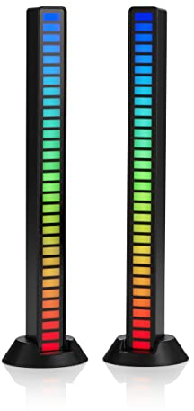 Auraglow Sound Activated LED Light Bar - Wireless Rechargeable RGB Rhythm Light - Noise Cancellation, 16 Display Modes - Perfect for Music, Gaming, TV - Twin Pack
