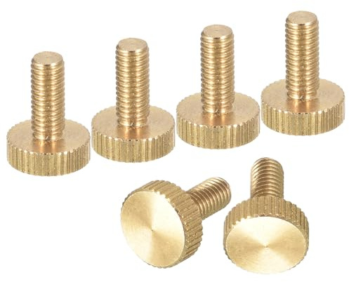 QUARKZMAN Vis à Oreilles Cannelées M5x12mm, 6 Pièces, Tête Plate Cannelée, Vis à Oreilles en Laiton Entièrement Filetées, Boutons de Serrage, Fixations