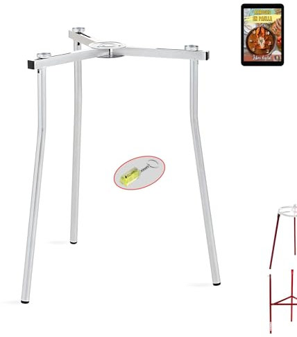 COMBOI - Set di 3 piedini per bruciatore - paellera a gas, include ricettario digitale, livello e istruzioni di montaggio, prodotto in Spagna. (Treppiede regolabile)