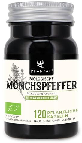 Gattilier Bio (Vitex agnus-castus) * Plantae * 120 capsule vegetali * Concentrato di frutta di gattilier * Partecipa alla regolazione ormonale