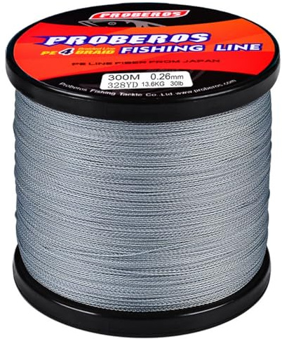 300M PE Geflochtene Angelschnur mit starker 4-Fach Flechtung Angelschnur Geflochten Flexibel Fishing Line, Angelsehne, Angel Schnur PE Geflecht Fischdraht (Grau,0.23mm - 11.3kg)