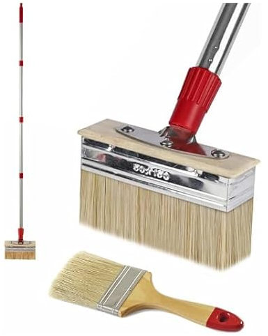 Mitclear Brochas Pintura para Cubiertas con Mango Largo (150cm), Pincel Plano de 18cm con Cerdas Gruesas, Brocha Pintura de Suelo Madera Exterior, Cepillo de Pintura para Grandes Superficies, Barniz