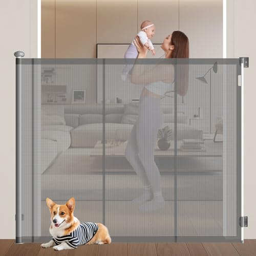 Xifamniy Puerta Retráctil de 57 pulgadas, para mascotas y niños, 79 pulgadas de ancho