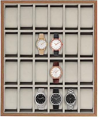 YESTAIM Caja de reloj para 24 relojes, caja de almacenamiento para hombre con cerradura de metal y llave extraíble, idea de regalo para exhibiciones de tiendas y decoración del hogar