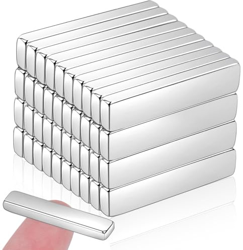 40 stycken neodymmagneter extra starka, 20 x 4 x 2 mm magneter tjocka, rektangulära magneter för magnetisk tavla anslagstavla, kylskåp, whiteboard, foton, hantverk, kontorsmagneter