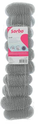 Sorbo Éponges Métalliques – Lot de 4 – Grattoirs Ultra Résistants & Durables – Pour Grilles, Four, Graisses Incrustées, Casseroles & Poêles – Nettoyage Intensif – Ne Convient Pas aux Surfaces Fragiles