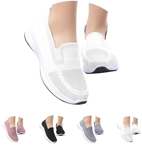 Zapatos sin cordones mujer casual antideslizantes zapatos para diabéticos ortopédicos Slip on sin cordones zapatillas mujer barco tenis de malla suave zapatillas oferta caminar verano punta cerrada