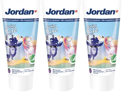 Jordan | dentifricio junior | 6-12 anni | sapore delicato fruttato | 50 ml x 3