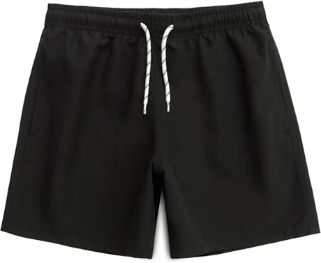 MEILONGER Boys Swimming Shorts with Liner Swim Trunks for Teen Qick Dry Board Shorts Kids 5-inch(Black,11-12)