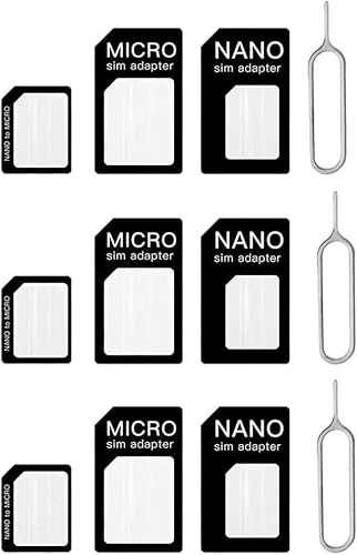 Zodazoqa 4-i-1 nano-SIM-kortadapter med SIM-utmatningsspin, kompatibel med mobiltelefoner (3 st)