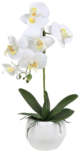 sarcia.eu Künstliche Orchidee im Topf, Deko-Blume, täuschend echt, Premium Kunstpflanze (Weiß C, 42 cm)