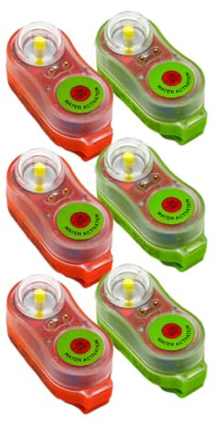 Luces de chaleco salvavidas LED con activación de agua – Juego de 4/8 piezas – Rojas y Verdes para Emergencia en el Mar para Supervivencia en Agua de Emergencia