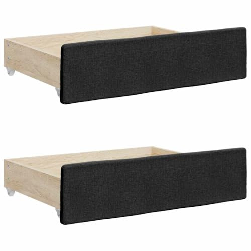 Xolmizyn Set di 2 cassetti sotto il letto, cassettiera arrotolabile in legno con rivestimento in tessuto, 67 x 50 x 16 cm, nero