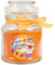 HS Candle Geburtstagskerze mit Duft im Bonbonglas Happy Birthday, Duft: Honigmelone (Orange), 120g - Brennd. bis zu 30h, Kerze aus Glas mit Duft